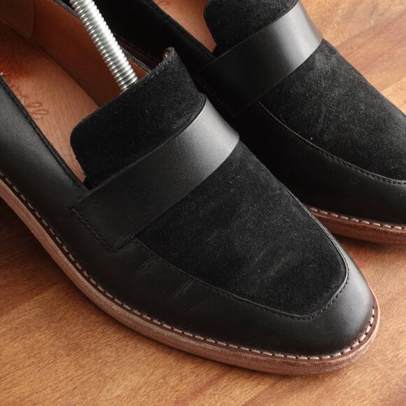Madewell Shoes WMS SZ 6.5 BLK The Alex Heeled Loafer Leather Minimalist Slip On - Picture 4 of 14